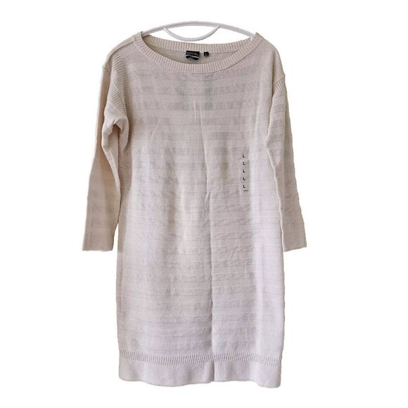 Good Morning Beautiful People Uniqlo Tunic Womens L Ivory Textured LS Neutral - Picture 1 of 14